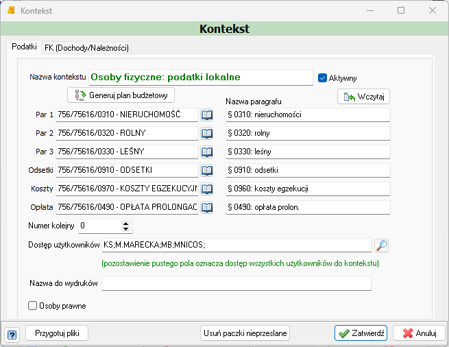 Edycja kontekstu